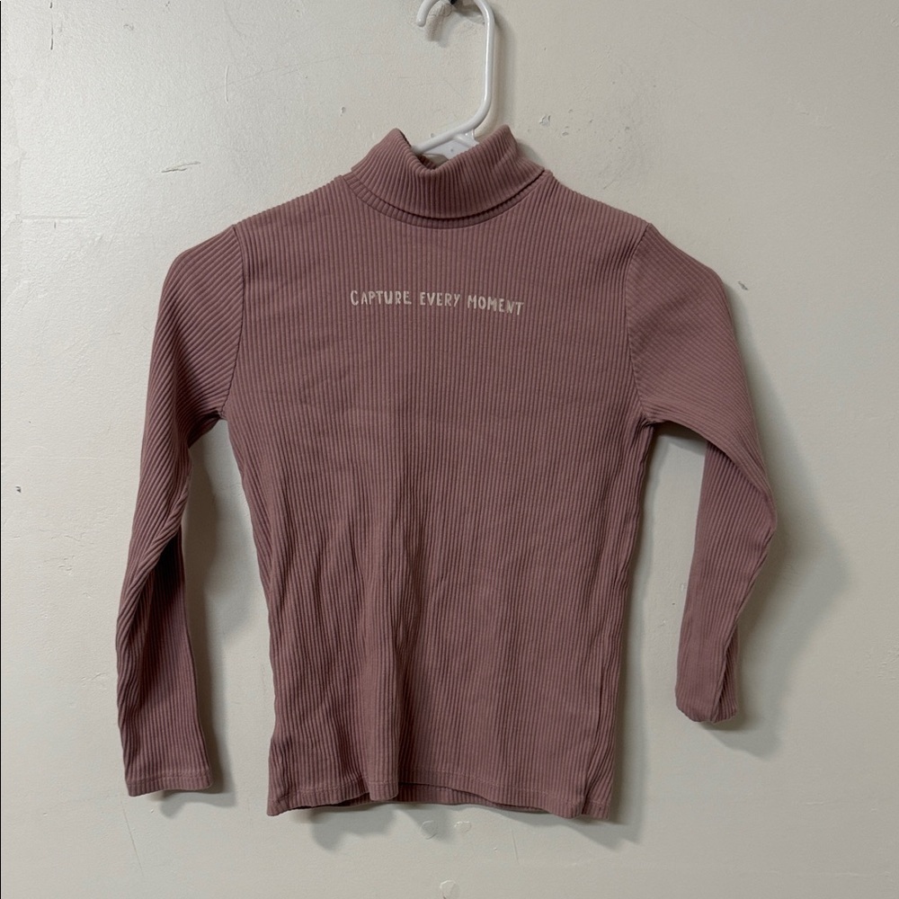 Zara Mauve Ribbed Turtleneck Top